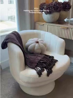 My vanity setup is finally giving Pinterest vibes 🤍✨ This cozy swivel vanity chair was the perfect finishing touch. #VanityChair #SwivelChair #VanitySetup #VanityDecor #TikTokshopbacktoschool 