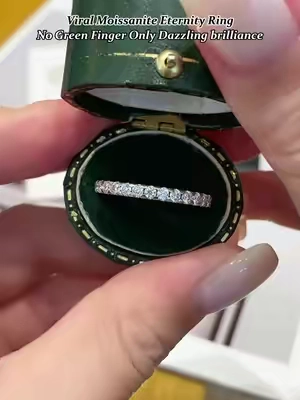 Viral Moissanite Eternity Ring💍 No Green Finger Only Dazzling brilliance💎✨#TikTokshopbacktoschool #moissanitejewelry #moissanitering #ring #giftguide #delzzad #affordable #viral #beautiful #diamondtester #fyp #GRA #diamond #moissanite #eternity #nontarnishjewelry #waterproof 