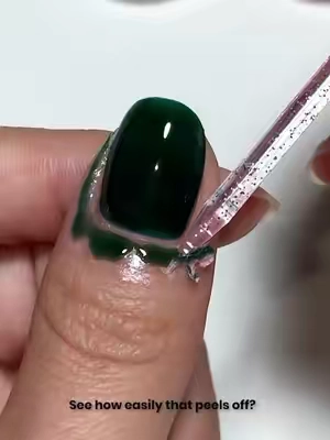 See how easily that peels off? 😍Beetles Latex Liquid Cuticle Guard—no more messy polish.  #beetlesgelpolish #sohochic #TikTokshopbacktoschool #GlowUp #cuticleguard 
