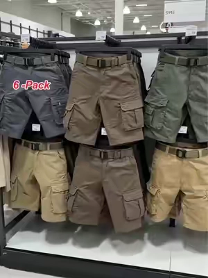 6 pairs of cargo shorts that do it all. Tactical pockets, breathable fabric, wrinkle-resistant. Golf, hike, travel, chill. One pack, zero excuses. #cargoshorts #mensshorts #outdoorstyle #golfoutfit #fyp 