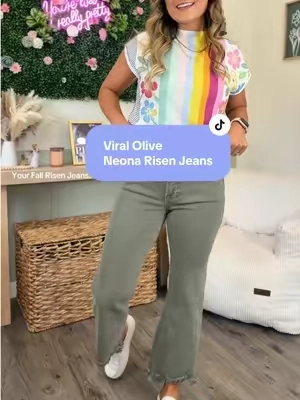 The viral Olive Neona Risen jeans have been restocked for the fall! @Wild Oak Boutique 