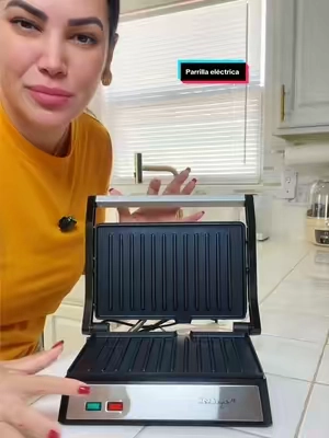 Parrilla eléctrica para panini MegaChef de doble placa antiadherente#tiktokshopcreatorpicks #tiktokshopsummersale #parrillaelectrica #planchaelectrica #cocina 