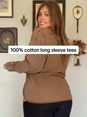 The comfiest tees ever and they are soo affordable #cottontee #longsleevetee #cottonclothing #fallfashion #TikTokshopbacktoschool 