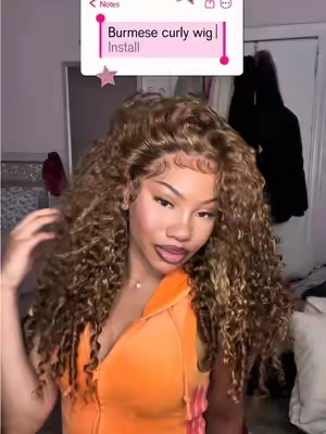 13x6 Highlighted brown unit 😻😻 Hair from @oqhairshop @OQHAIR  OFC !! 🧡🧡 #burmesecurly #oqhair #wiginstall #wiginfluencer #fyp 