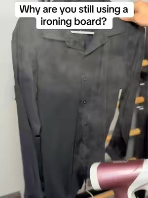 This has got to be one of the easiest ways to get wrinkles out of your clothes, especially before an event if you’re in a rush #ironingclothes #ironingboard #wrinklefree #steamer #handheldsteamer 