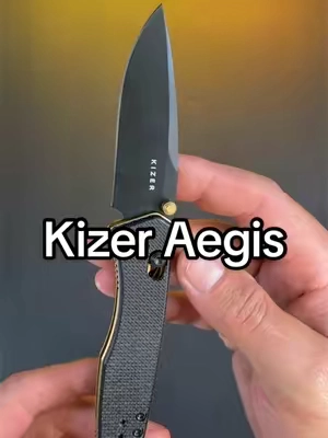 The Kizer Aegis combines a black PVD-coated D2 steel blade, black Micarta handle, gold accents, and hidden toothpick and tweezers for a sharp-looking everyday carry. #Kizer #KizerAegis #EDCKnife #KnifeCollector #EverydayCarry