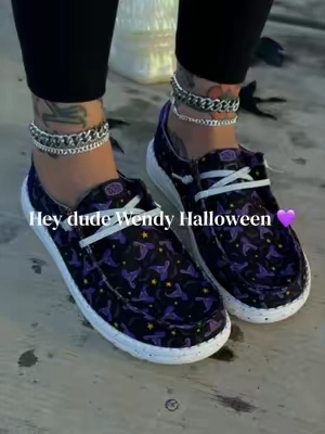 SOOOO ADORABLE 💜✨ true to size but half sizes should size up @HeyDude #heydudeshoes #halloweenoutfit #TikTokshopbacktoschool #altoutfits #falloutfitinspo 