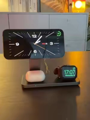 Limited Time Discount! Stylish Futuristic 3-in-1 Wireless Charger #NightstandTech #DeskGadgets #WirelessChargingStation #tiktoktechdeals #3in1ChargingStation 