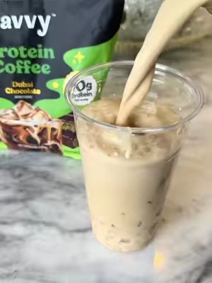 I love their new Dubai Chocolate Protein Coffee! @Javvy #proteincoffee #coffee #icedcoffee #javvycoffee #protein 