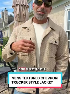 Mens Stylish Chevron Pattern Trucker Style Fall Jacket #mensjacket #falljacket #mensstyle #mensfashionwear #jacketstyle 