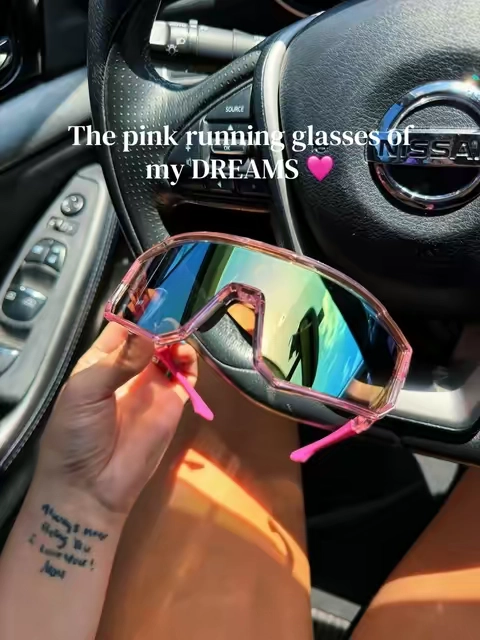 Okayyyy these might be my new favorite running glasses 😭🩷 The transparent pink frame with the colorful mirrored lens is SUCH a cute combo. Perfect for running, walks, workouts or any outdoor day when you still want the fit to be giving ✨🏃‍♀️ #PinkRunningGlasses #RunningGlasses #SportsSunglasses #GymGirl #TikTokshopbacktoschool 