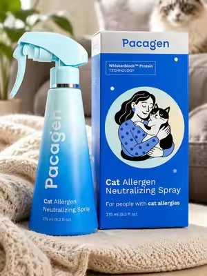 Pacagen Cat Allergen Neutralizing Spray — A Smarter Way to Live With Cats Designed to neutralize cat allergens around your home, Pacagen Cat Allergen Neutralizing Spray uses WhiskerBlock™ Protein Technology for people who love their cats but struggle with the allergens they leave behind. #Pacagen #CatAllergies #CatOwners