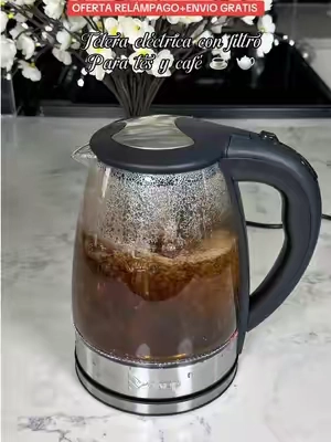 @Winado Shop Tetera eléctrica de vidrio con filtro para preparar agua caliente, café, té de Jamaica y diferentes infusiones directamente en ella. #TeteraEléctrica #electrickettle  #HervidoraConFiltro #TikTokshopbacktoschool 
