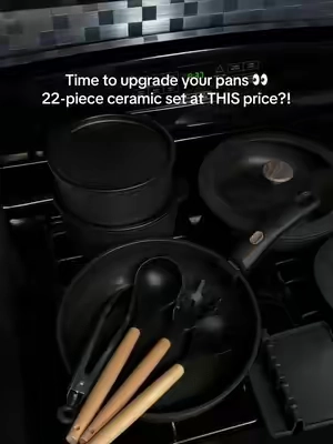 Astercook 22-Piece Ceramic Nonstick Pots and Pans Set 🍳✨ Este set está demasiado completo 😍 Ollas y sartenes con revestimiento cerámico antiadherente, mangos removibles y un diseño que hace que guardarlas sea muchísimo más fácil. #tiktokshopcreatorpicks #tiktokshopblackfridaysale #setdeollas #ollasdeceramica #TikTokshopbacktoschool    