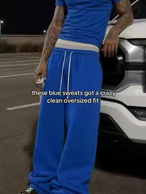 blue hits different #sweatpants #bluepants #wideleg #streetwear #mensfashion 