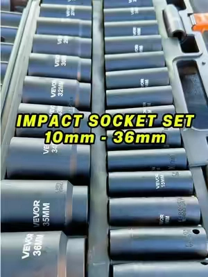 This 1/2” impact socket set covers all sizes from 10mm to 36mm. #impactsocket #socketset #toolset #vevor 