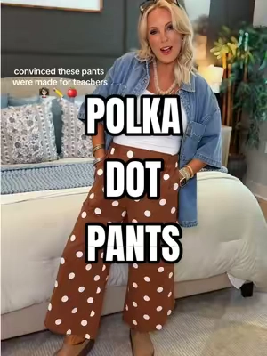 These stretchy waist polka dot pants are 85% cotton 15% linen! @Yeokou 