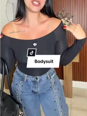 CHICME Women's Off Shoulder Bodysuit Minimalist Long Sleeve Sexy Slim Fit Bodysuit with Built-In Bra ##tiktikshopcreatorpicks##TikTokshopbacktoschool##bodysuit##womenswear