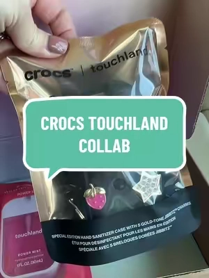 You get the crocs case with gold Jibbitz ✨ @touchland #handsanitizer 