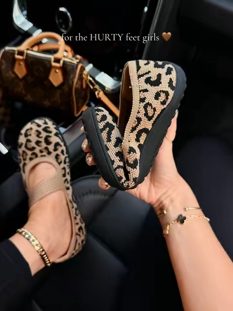 true to size 🤎🐆 @Dream Pairs #maryjaneflats #balletflats #knitflats 