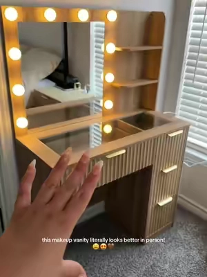 full vanity tour! 🤎 for the girlys that wanted to see it in detail before buying! #makeupvanity 