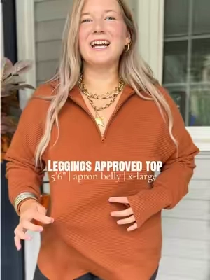 The perfect fall color!! 🤩#leggingsoutfit #oversized #midsizefashion #apronbelly #falloutfits 