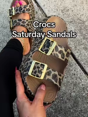Crocs finally brought them back but there’s very limited stock! #crocs #crocssandals #crocssaturdaytwostrapsandals #crocsleopard #tiktokshopcreatorpicks 