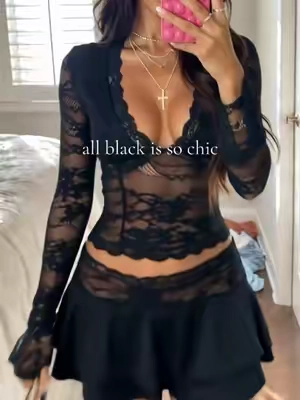 only get this set if you love compliments 🤍 #princesspolly #OOTD #fashion #skirt #TikTokshopbacktoschool Princess Polly Kecia lace waistband mini skirt and long sleeve top matching outfit for fall!