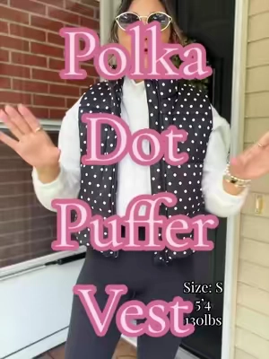 Polka dots are so back and I’m here for it! This puffer vest is so adorable for fall!  #vest #falloutfitinspo #puffervest #TikTokshopbacktoschool #tiktokshopcreatorpicks 