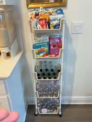 Stop leaving your DRINKS that take up SPACE on the FLOOR. #homeorganization #rollingcart #kitchenhack #kitchenorganization #TikTokshopbacktoschool 