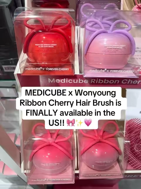 The new Medicube Ribbon Cherry Glass Hair Brush is the cutest detangling brush for smoother, shinier-looking hair. It’s compact size is also a perfect travel-friendly size!  #medicube 