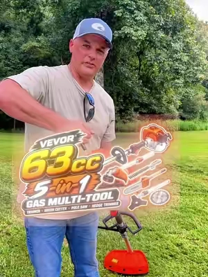 63CC GAS WEED EATER 5-IN-1 MULTI-TOOL 🔥 One gas-powered setup for tackling serious yard and property work! This VEVOR 63cc 2-cycle multi-function yard tool combines a weed eater/string trimmer, brush cutter, hedge trimmer, pole saw and more into one versatile system. Great for cutting thick weeds, trimming brush, cleaning up fence rows, shaping hedges and reaching overhead limbs around the farm, acreage or property. If you’ve been searching for a powerful gas weed eater, 63cc brush cutter, gas pole saw, hedge trimmer or 5-in-1 landscaping tool, check this one out! 🌳💪 #GasWeedEater #BrushCutter #PoleSaw #YardTools #LandscapingTools 