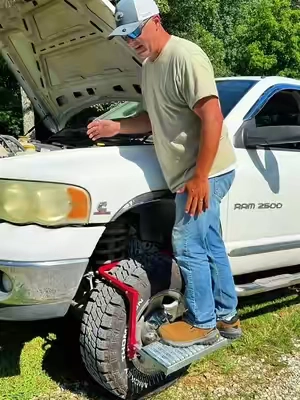 Stop climbing on your tires just to reach the roof! The Sakerplus Heavy Duty Foldable Tire Step gives you a quick, sturdy boost for reaching roof racks, cargo boxes, truck beds, and hard-to-reach spots on your vehicle. It mounts right over the tire, adjusts to fit different wheel sizes, folds down for easy storage, and is rated for up to 350 lbs. Perfect for trucks, SUVs, RVs, roof rack access, loading gear, washing your vehicle, camping, and overlanding. 🚙🛠️ If you’re tired of stretching, climbing, or dragging out a step stool every time you need to reach the roof, this is one of those simple tools that just makes sense. #TireStep #TruckAccessories #SUVAccessories #CarAccessories #TikTokShop 