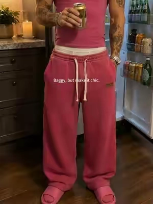 loud pants, lazy fit, still works #pinksweatpants #baggysweatpants #pinkpants #menswear #fitcheck