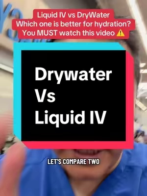 Let’s compare liquid IV to @DryWater  If you need help hydrating, I’d go with liquid IV because it’s so much better formulated to help with hydration made with clean ingredients. Just a quick disclaimer: While I’m a licensed pharmacist, the advice I share here is for general educational purposes only. Always check in with your own doctor or healthcare provider for personal medical advice. 