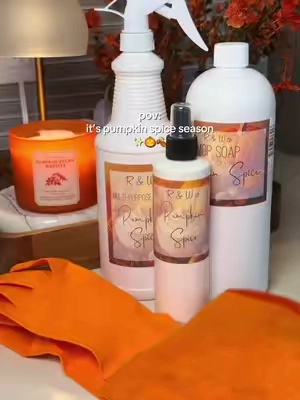 Cleaning day just got a fall upgrade 🎃🧼🍂 The R&W Co. Cleaning Day Bundle comes with a multipurpose cleaner, mop soap, and room spray. I got the Pumpkin Spice scent, but they have other fall scents AND their regular scents available too! Perfect for making the whole house smell extra cozy while you clean ✨ #CleaningTok #FallCleaning #PumpkinSpice #CleanHome #HomeFinds 