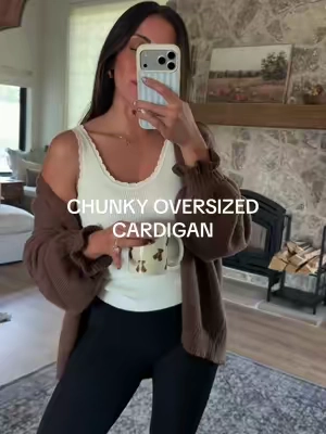 Replying to @Summer | Toddler Mom 🤍 wearing a medium! I’m 5’5, 130 pounds. I loooove everything about this one 🤎 #oversizedcardigan #chunkycardigan #fallcardigan #falloutfitinspo #fallstyle 