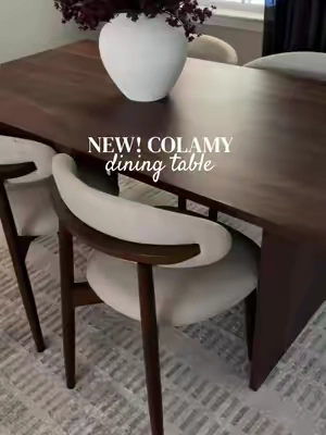 you guys went feral over the Colamy dining chairs, so they made a table 🥹💫 #colamy #diningchairs #diningroom #diningtable #homedecor 