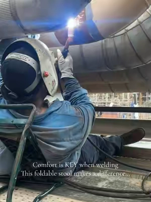 If you weld all day, you know how important it is to get comfortable whenever you can. This foldable stool is easy to carry, easy to set up, and your back will thank me later!👨‍🏭🔥 #bluecollar #welder #welding #TikTokshopbacktoschool #fyp 