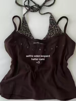 might be too late too wear these but im gonna wear them anyways 🤎 aelfric eden leopard halter cami summer going out top tiktok shop #tiktokshopcreatorpicks #falloutfit #y2kfashion #aelfriceden #leopardprint aelfric eden best leopard print halter cami trendy edgy top maehni @aelfriceden_official 