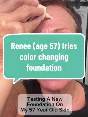 Renee trying the Luxe color changing foundation on her menopausal 57 year old skin. It worked so perfectly for her and highlights her beautiful skin without being heavy or Cakey. #menopause #perimenopause #matureskinmakeup #colorchangingfoundation #backtoschoolsale 