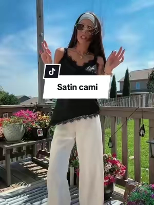 The 90s satin lace cami is officially back 🖤 The perfect going out top with jeans and heels. #SatinCami #LaceCami #90sFashion