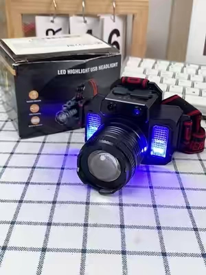 Linterna frontal LED, linterna frontal impermeable rechargeable por USB para exploracion, camping al aire libre. Muy bonita recomendada #led #flashlight #lights #headlamp #TikTokshopbacktoschool 