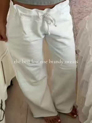 and they’re raw hem so if you’re short you can cut them (i did!) 🤍☁️ #brandymelville #sweatpants #lowrise #TikTokshopbacktoschool #tiktokshopcreatorpicks 