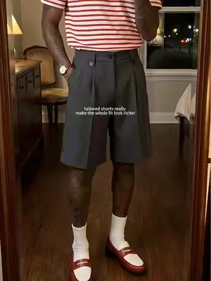 clean fit with no extra effort #dressshorts #tailoredshorts #pleatedshorts #oldmoney #fitcheck