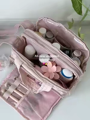 All-new upgraded toiletry bag🌟wet-dry separation design, plus a luggage strap on the back, perfect for travel✈️and on sale right now💅✨#bagsmart #toiletrybag #makeupbag #travelbag #TikTokshopbacktoschool 