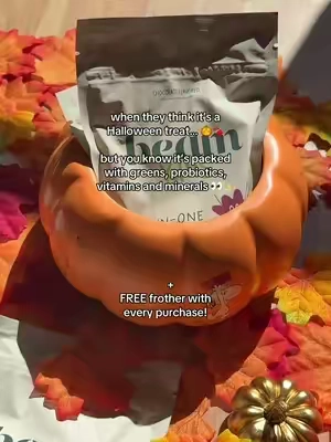 tastes like a treat, packed with vitamins 🎃✨ a mom win + get a FREE frother with every purchase! 👻 #halloweencandy #momtok #halloween #falldealsforyou #fallseason 