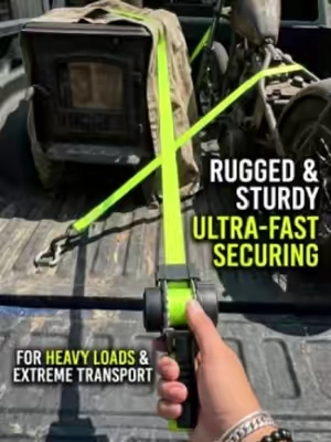 Retracts automatically! No more manual winding or messy straps. 🔄 #ratchetstraps #retractableratchetstrap #trucktok #Outdoors #truckbed 