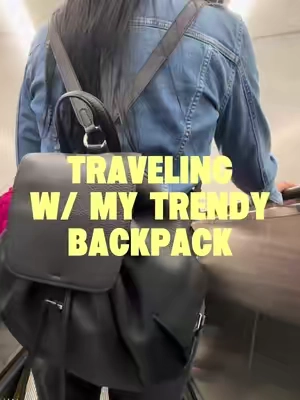 Traveling with my trendy backpack because cute AND practical is the only way ✈️🎒✨ #TravelTok #TravelEssentials #TravelBag #TikTokshopbacktoschool #MustHave 