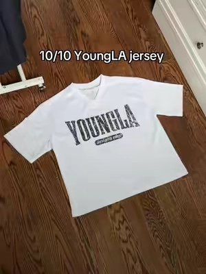 Recommend you size down. I’m wearing size medium at 5’10 180lbs for reference.  #youngla #oversized #tee #pumpcover #jersey 